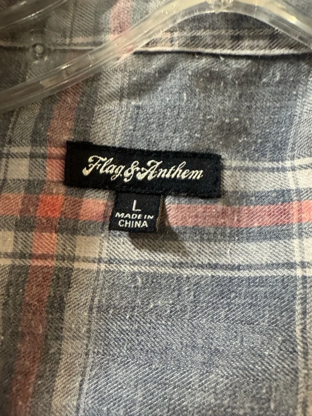 Flag and Anthem Women’s Blue-Pink Plaid Button-Down Shirt - Picture 3 of 5